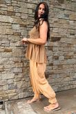 Sundaze Cheesecloth Chalk Stripe Tie Shoulder Top Tuscan Sun